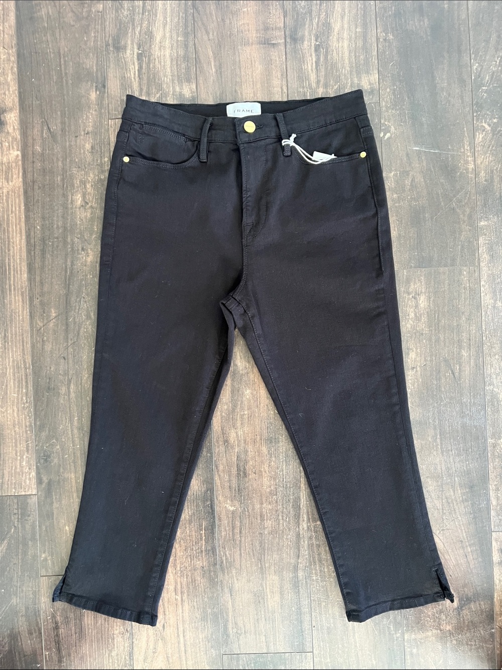 Frame Denim Black Cropped Slim Jeans - Women's